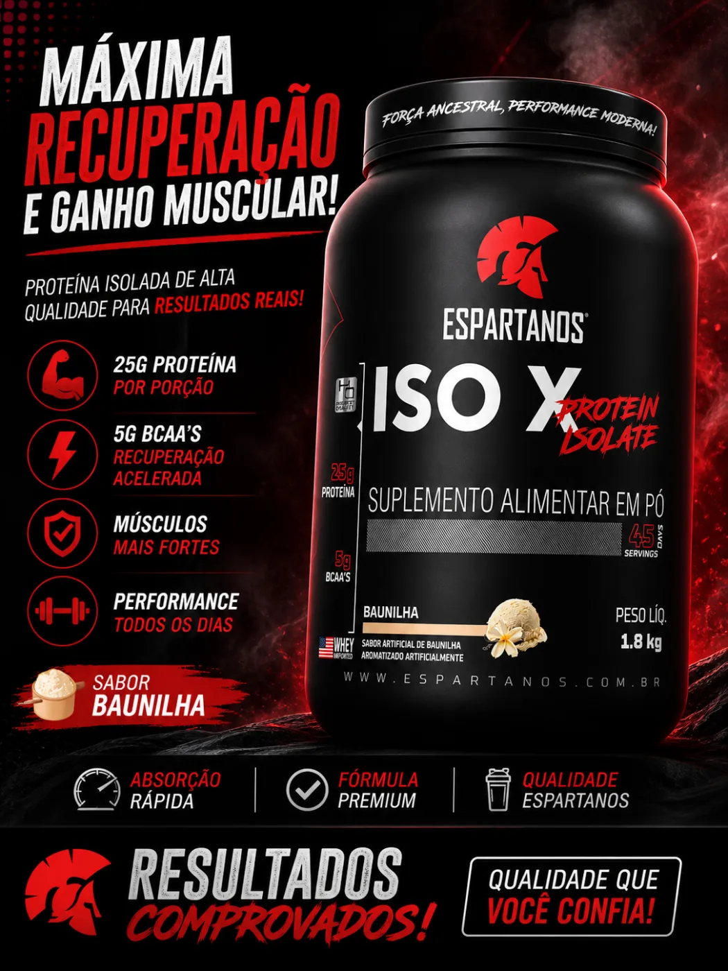 👉 Whey Protein Isolado ISO X (1.8kg Espartanos)