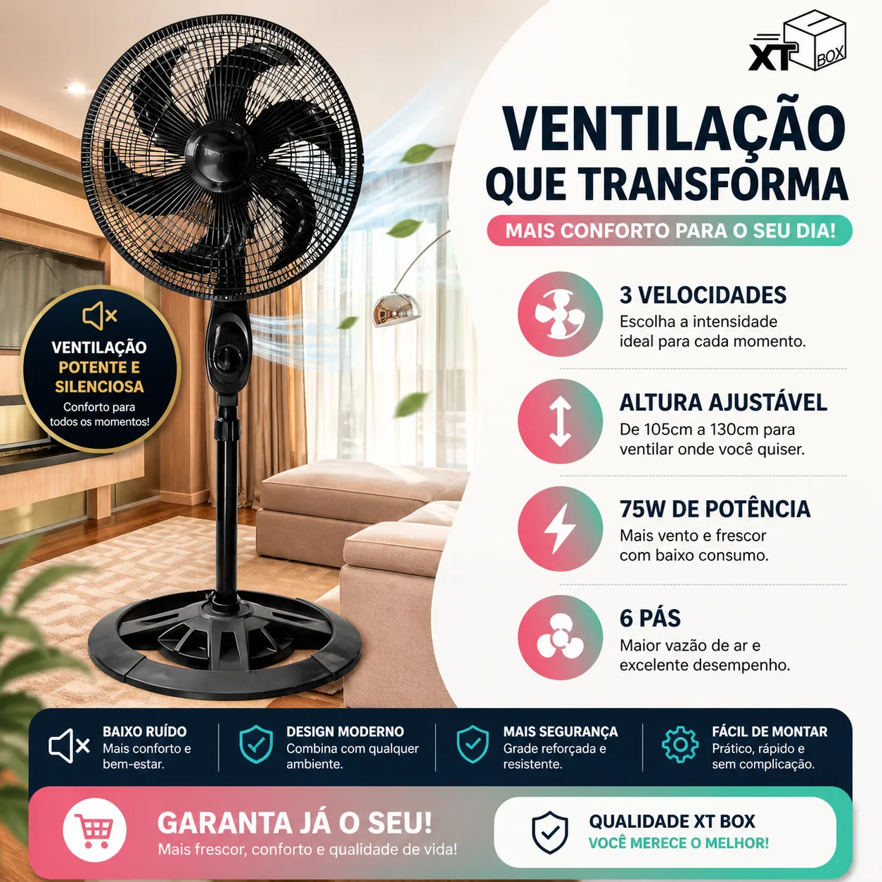 🔥 VENTILADOR POTENTE — ACABE COM O CALOR DE VERDADE