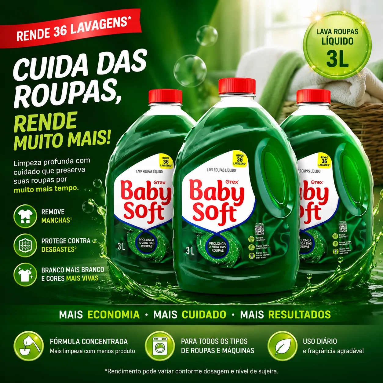 Kit 3 Lava Roupas Líquido