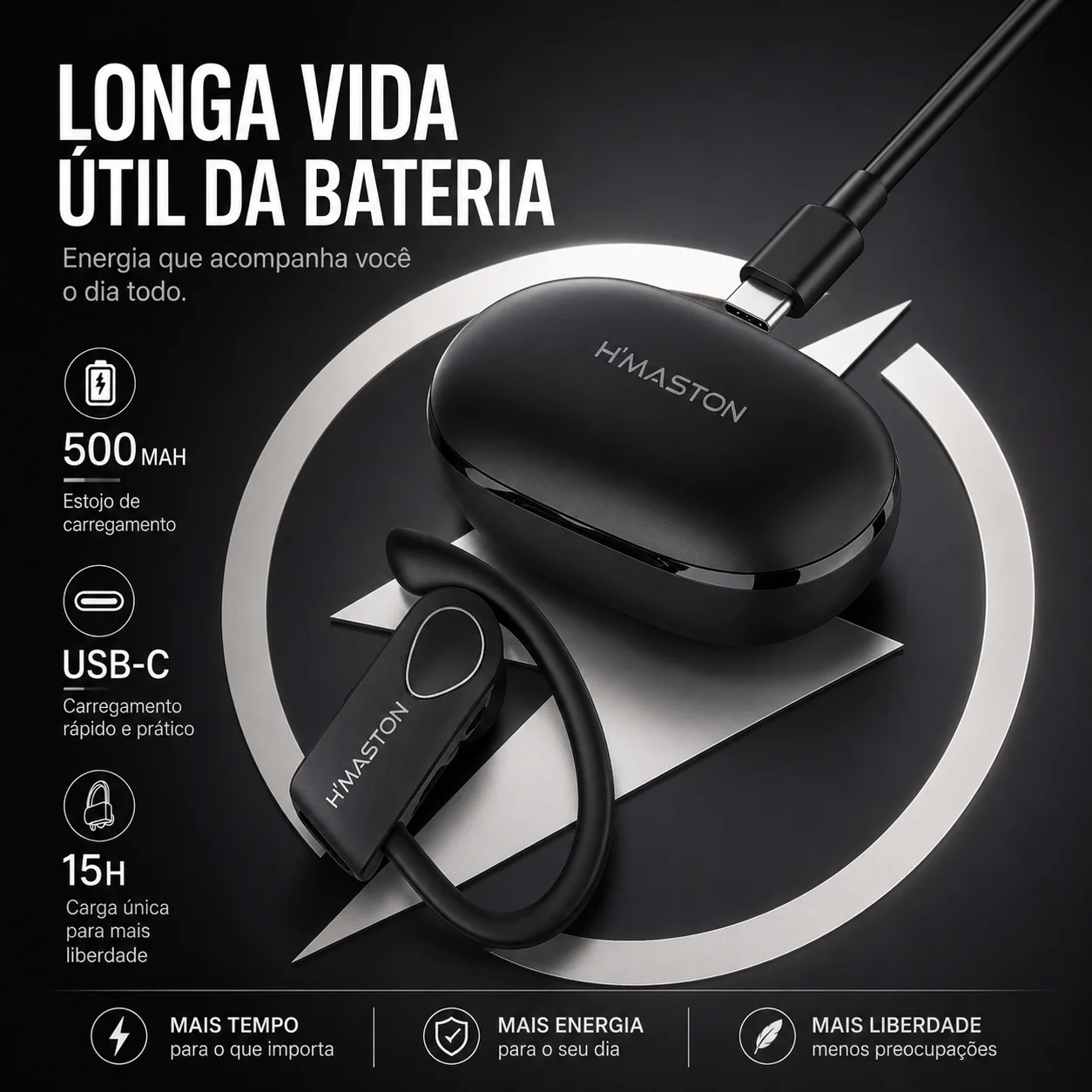 Fone sem fio bluetooth 5.3 wireless
